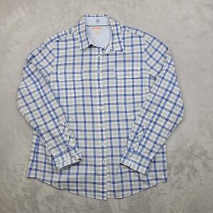 Brooks Brothers Red Fleece Top Women 14 Button Up Collar Plaid Blouse Shirt 1818